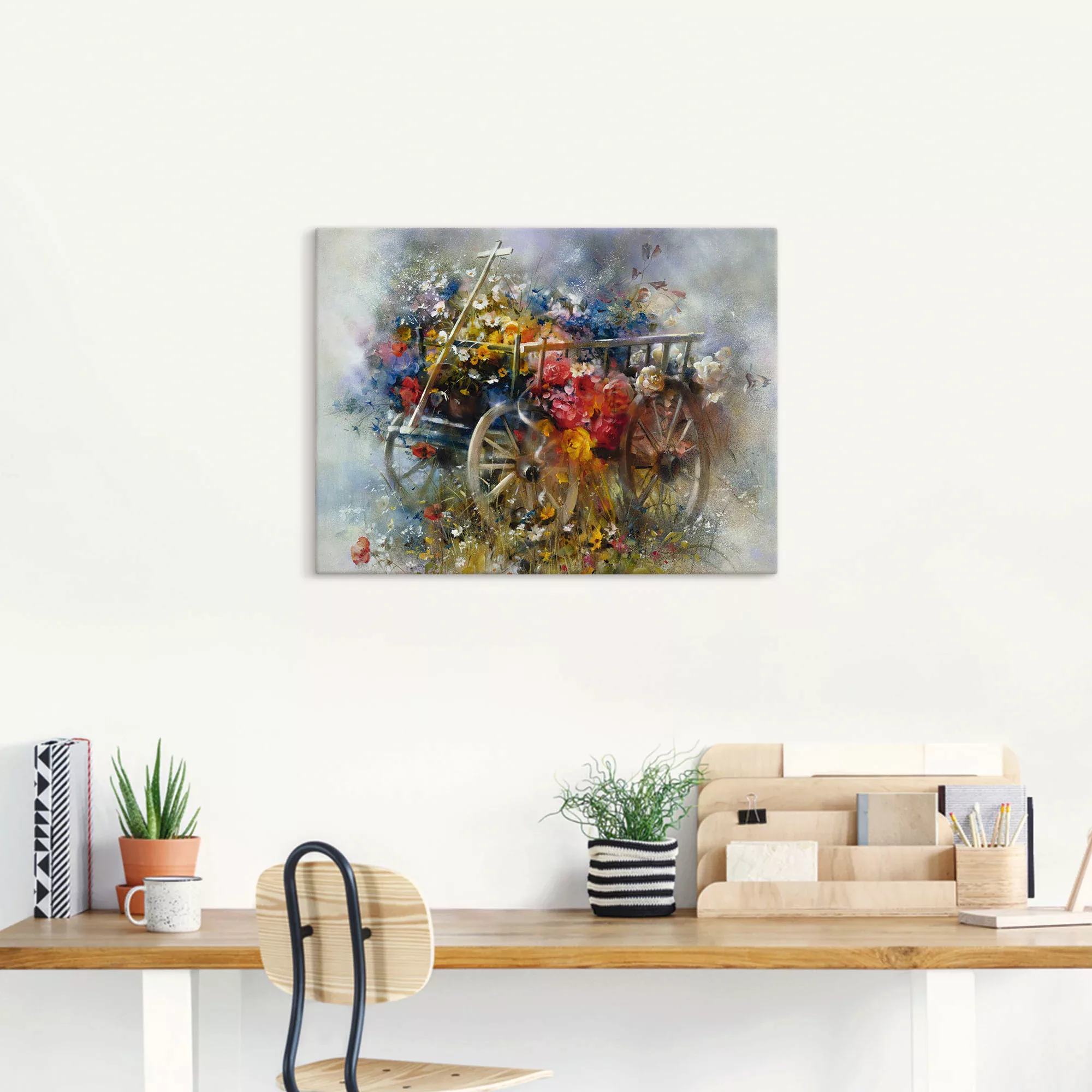 Artland Wandbild "Blumen Schubkarre", Garten, (1 St.), als Leinwandbild, Po günstig online kaufen