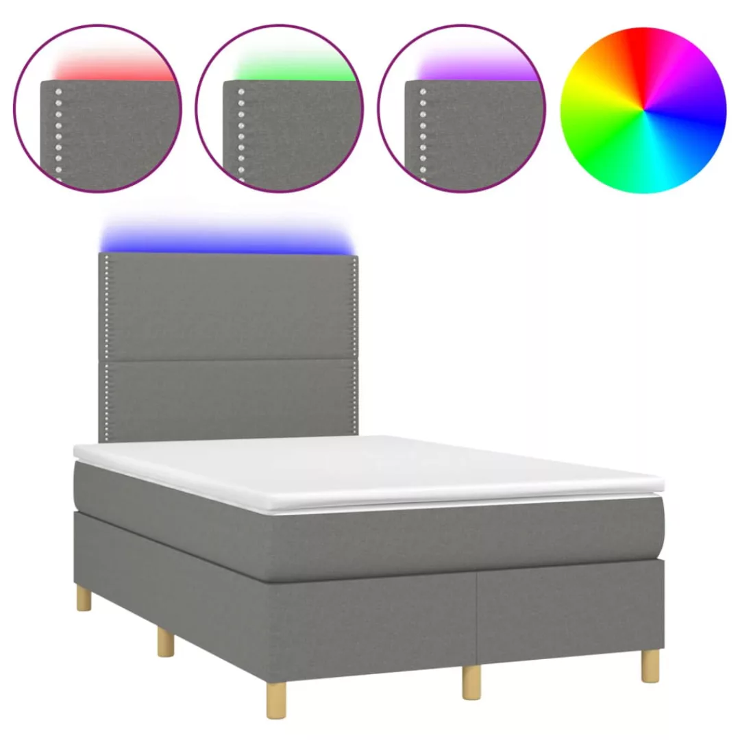 Vidaxl Boxspringbett Mit Matratze & Led Dunkelgrau 120x200 Cm Stoff günstig online kaufen