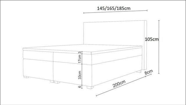 PAMIR24 Boxspringbett PLAY Doppelbett mit Bonell-Federkernmatratze H3, inkl günstig online kaufen