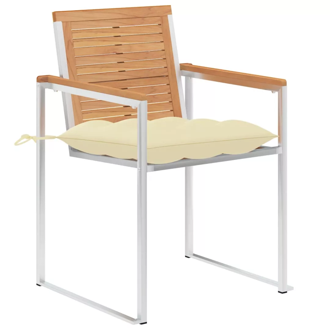 Gartenstühle 6 Stk. Mit Kissen Massivholz Teak günstig online kaufen