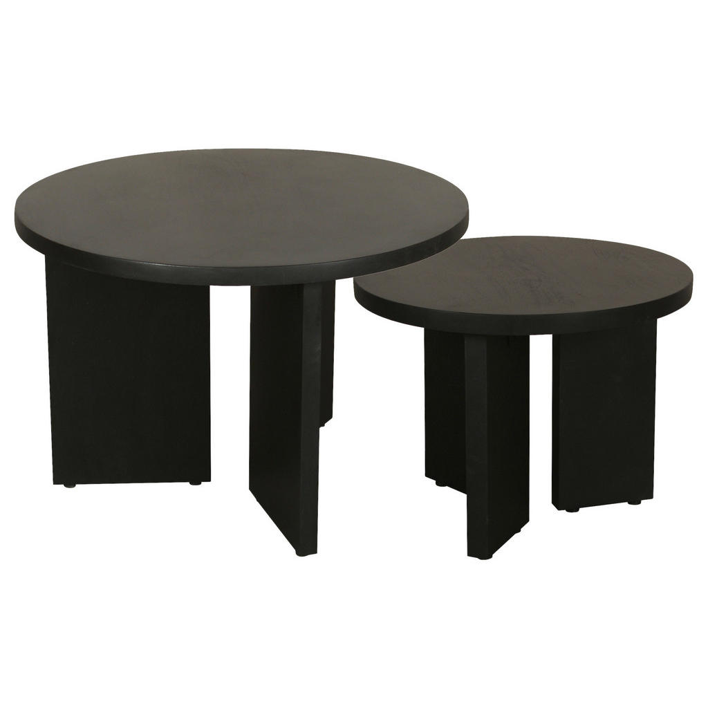 byLIVING Couchtisch "Round", (Set), aus 2,5cm starkem Massivholz schwarz, e günstig online kaufen