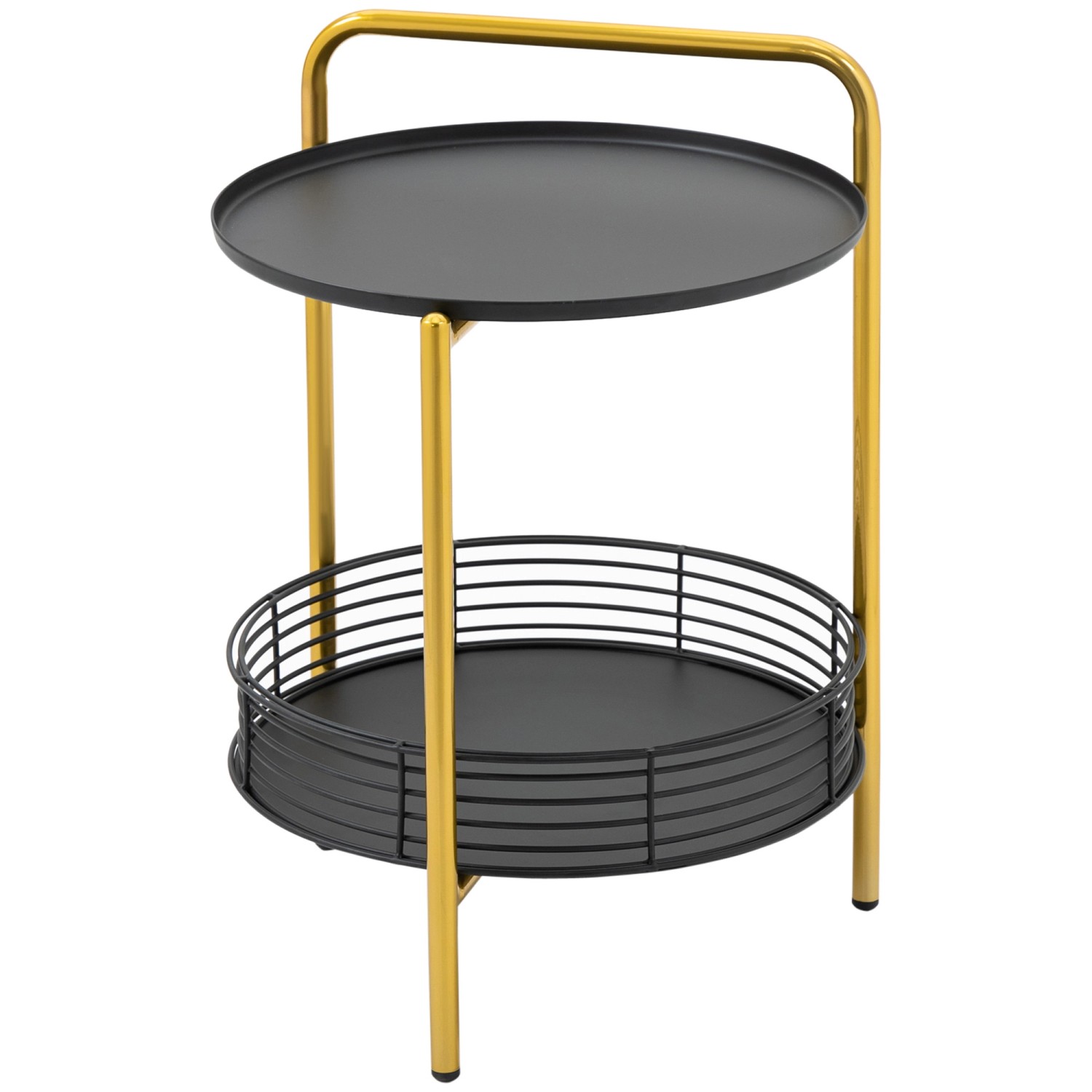 HOMCOM Beistelltisch 2-in-1 Design mit Ablagen im Industrie-Design Schwarz+ günstig online kaufen