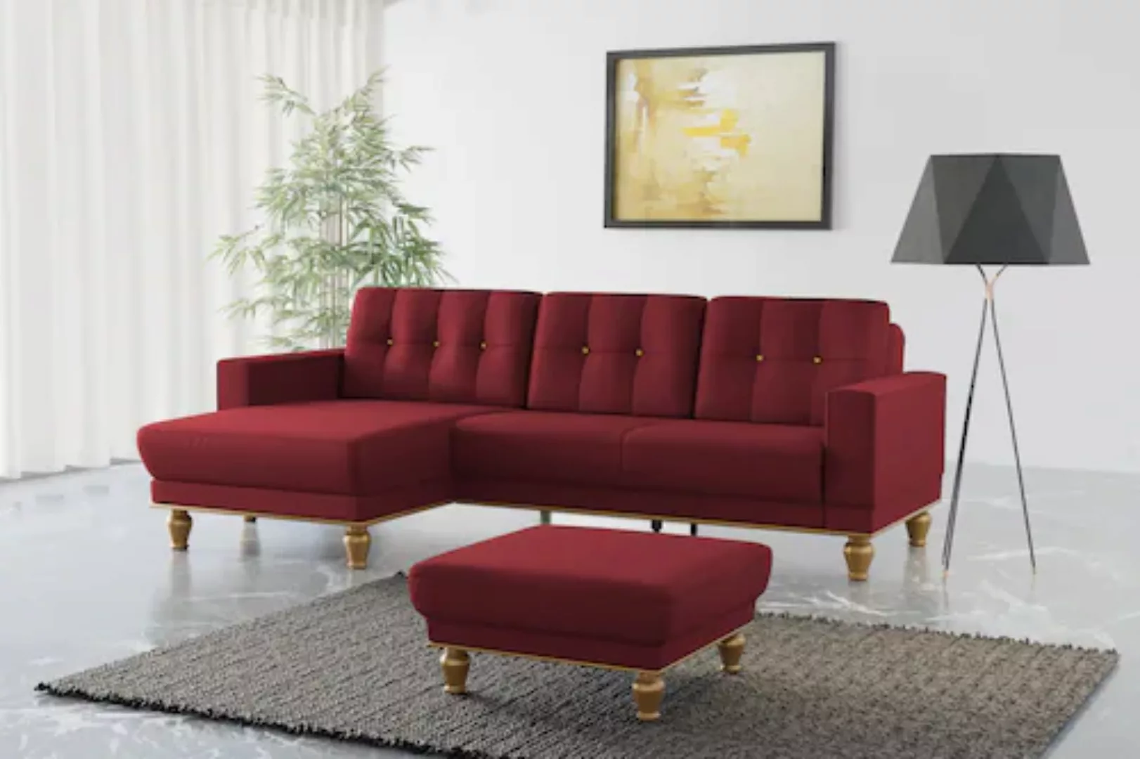 sit&more Ecksofa »Orient 5 V L-Form«, mit Strass-Stein, wahlweise mit Bettf günstig online kaufen