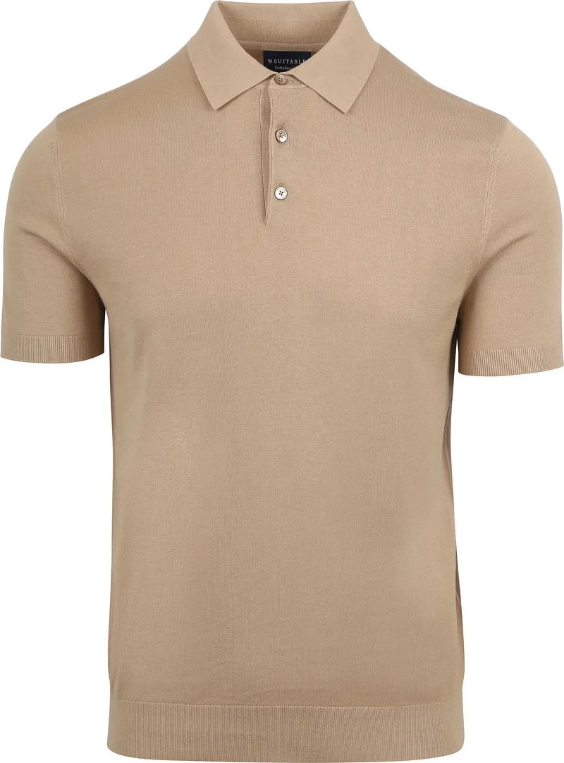 Suitable Knitted Poloshirt Beige - Größe XL günstig online kaufen