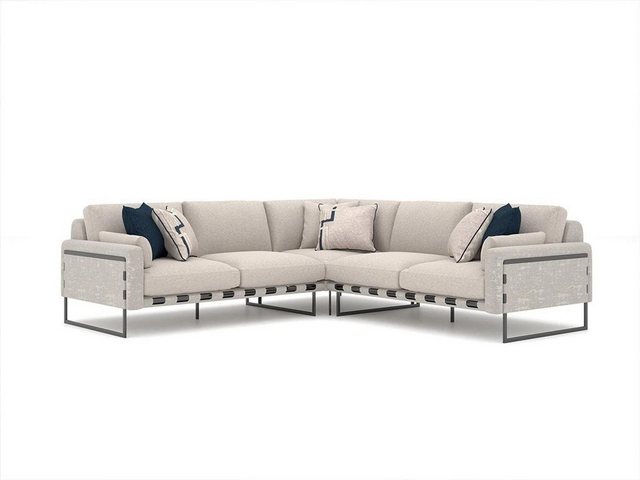 JVmoebel Ecksofa Grau Ecksofa L-Form Design Wohnzimmer Polster Textil Neu, günstig online kaufen