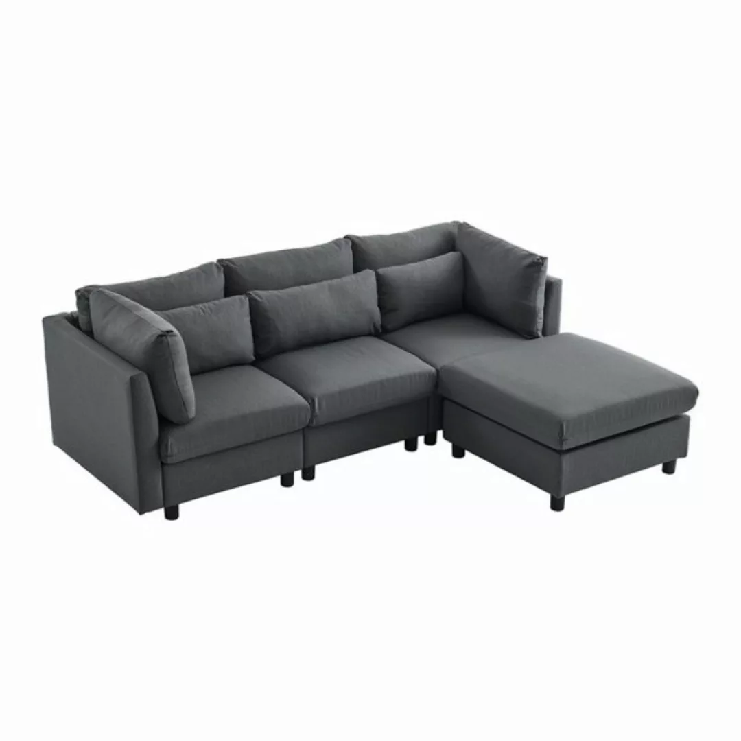 Odikalo 3-Sitzer Wohnzimmersofa Polstermöbel Sofa Ecksofa Fußhocker L-förmi günstig online kaufen