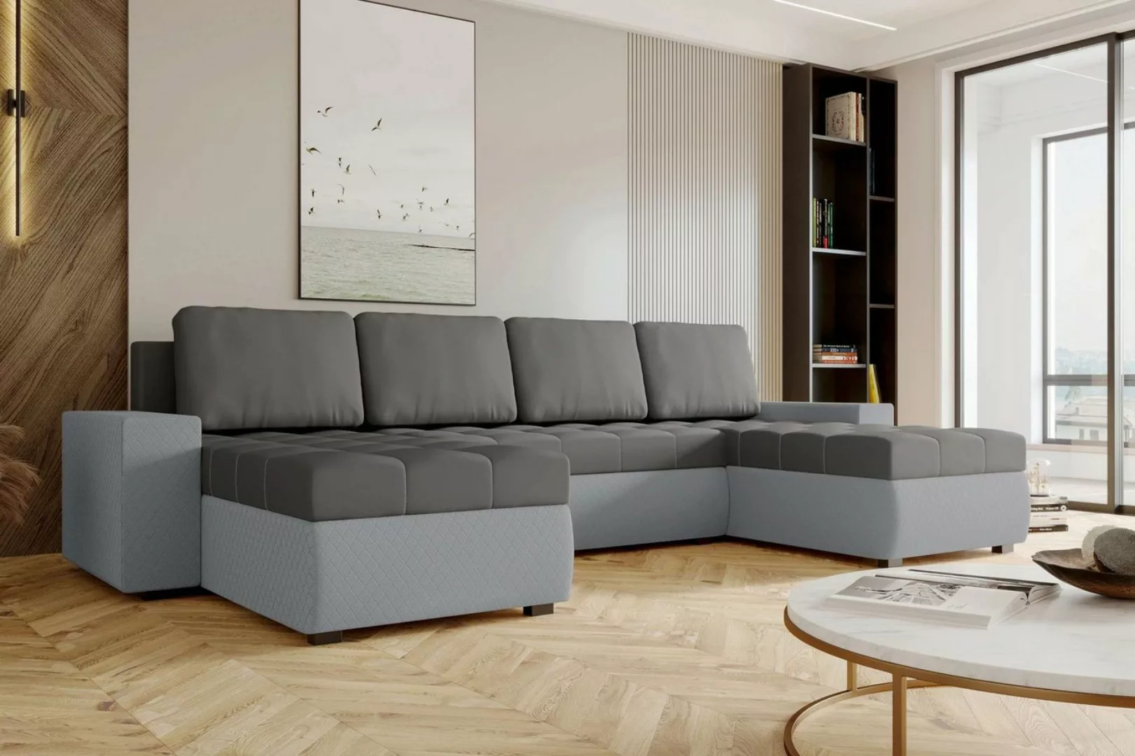 Stylefy Wohnlandschaft Amelia, U-Form, Eckcouch, Sofa, Sitzkomfort, mit Bet günstig online kaufen