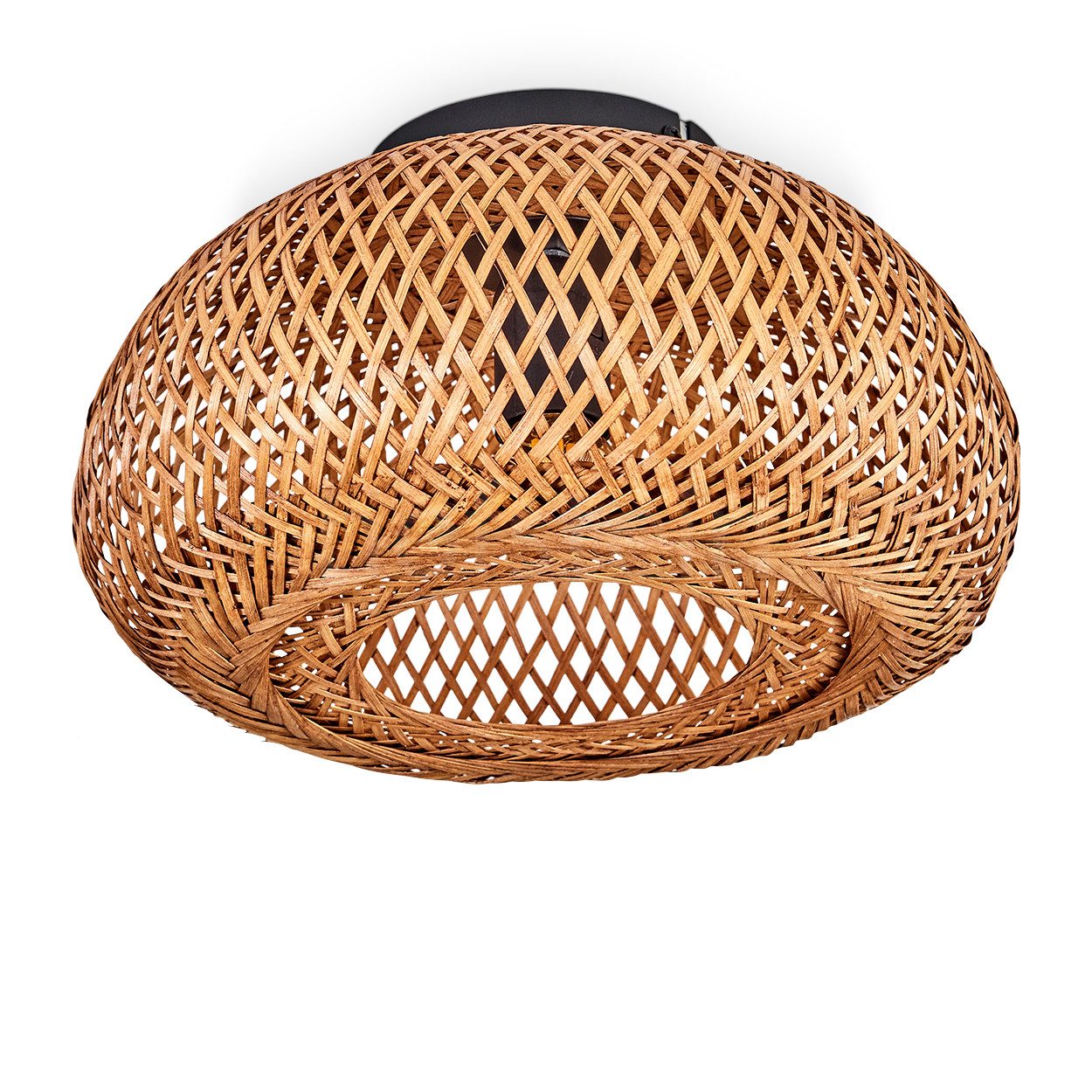hofstein Deckenleuchte moderne Deckenlampe aus Metall/Bambus/Holz günstig online kaufen