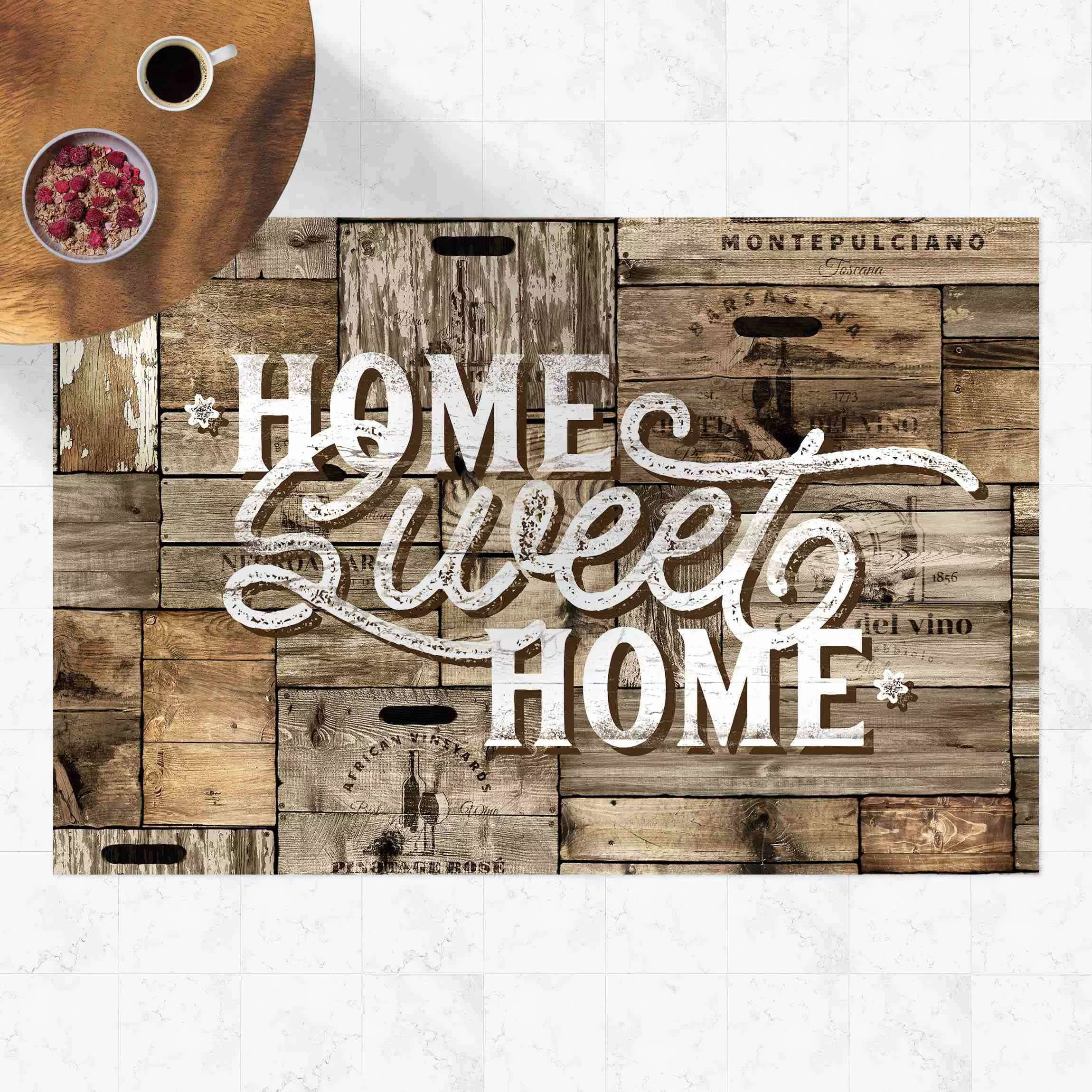 Vinyl-Teppich Home sweet Home Holzwand günstig online kaufen