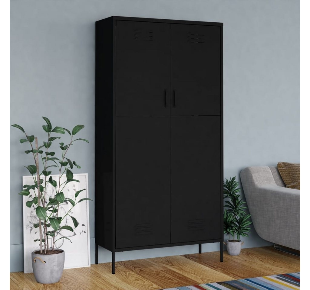 vidaXL Spind aus Stahl in Schwarz mit 2 Türen (LxBxH: 50x90x180 cm) günstig online kaufen
