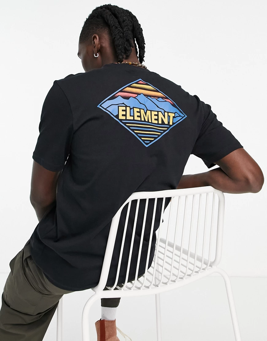 Element – Valemont – T-Shirt in Schwarz mit Rückenprint günstig online kaufen