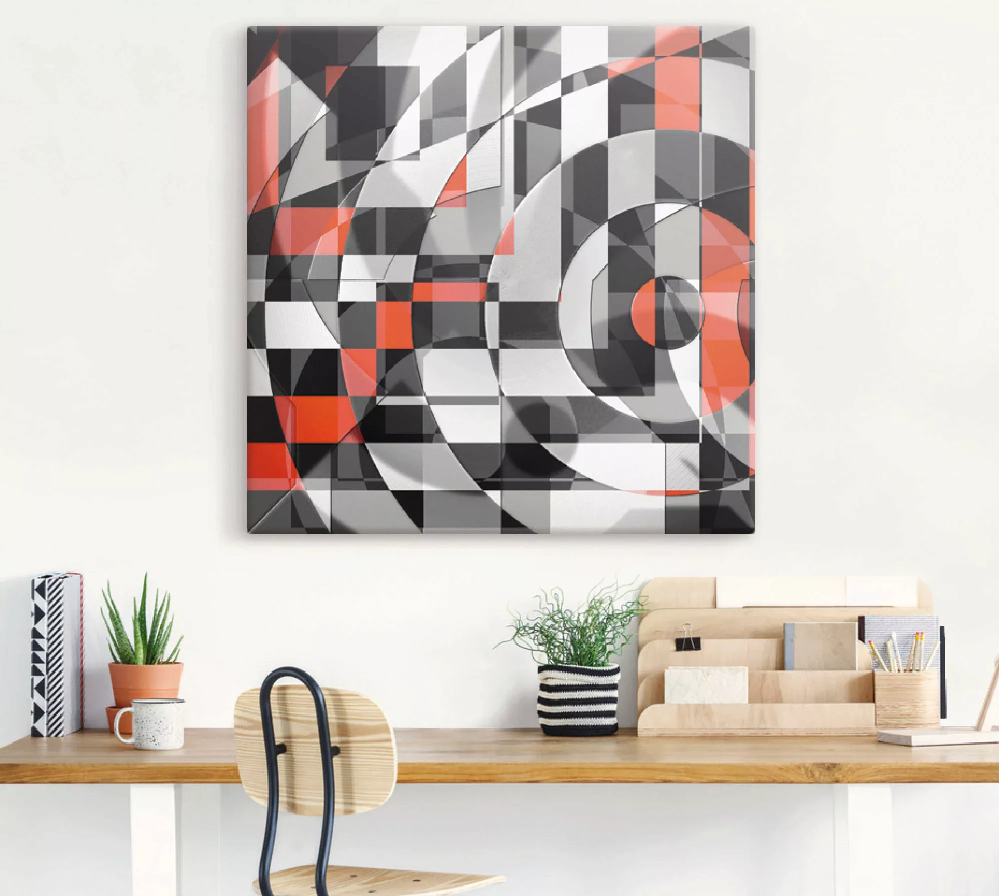 Artland Wandbild »Schwarz weiß trifft rot Version 1«, Muster, (1 St.), als günstig online kaufen