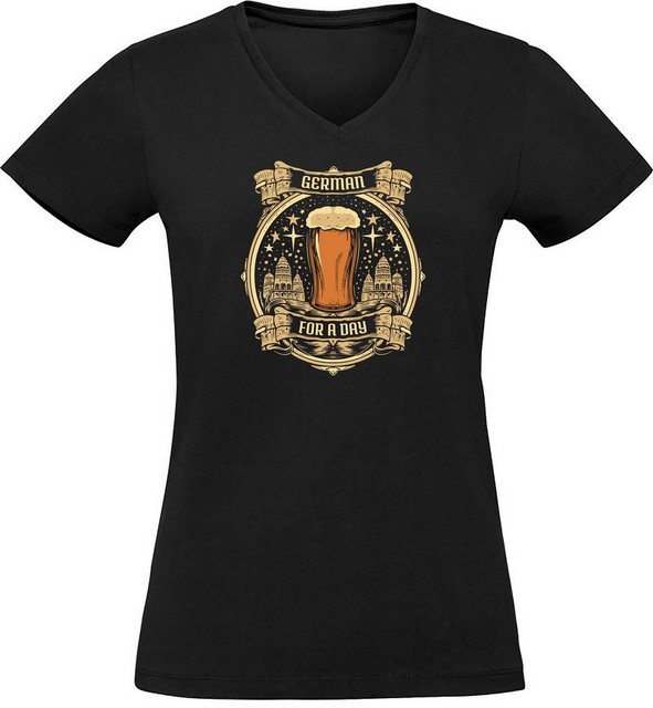 MyDesign24 T-Shirt Damen Oktoberfest T-Shirt - Bierglas mit German for a Da günstig online kaufen