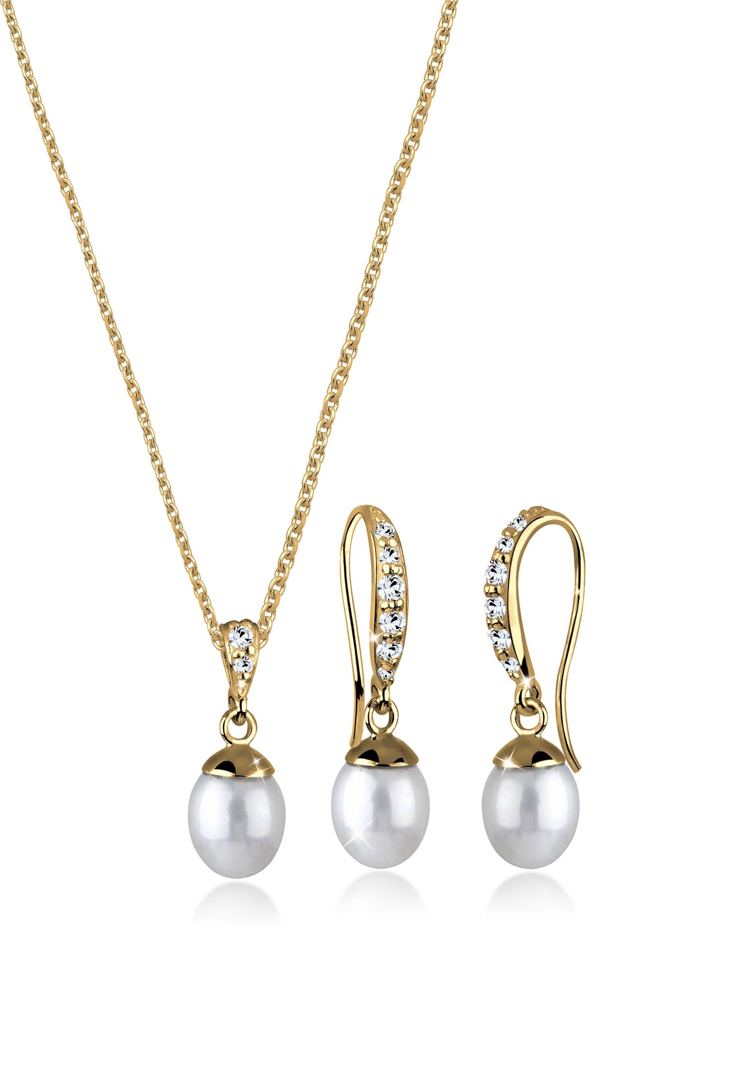 Elli Schmuckset "Elegant Perle Kristalle 925 Silber" günstig online kaufen