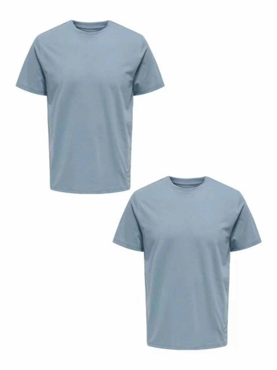 ONLY & SONS T-Shirt T-Shirt 2er-Set Rundhals Kurzarm (1-tlg) 7642 in Hellbl günstig online kaufen