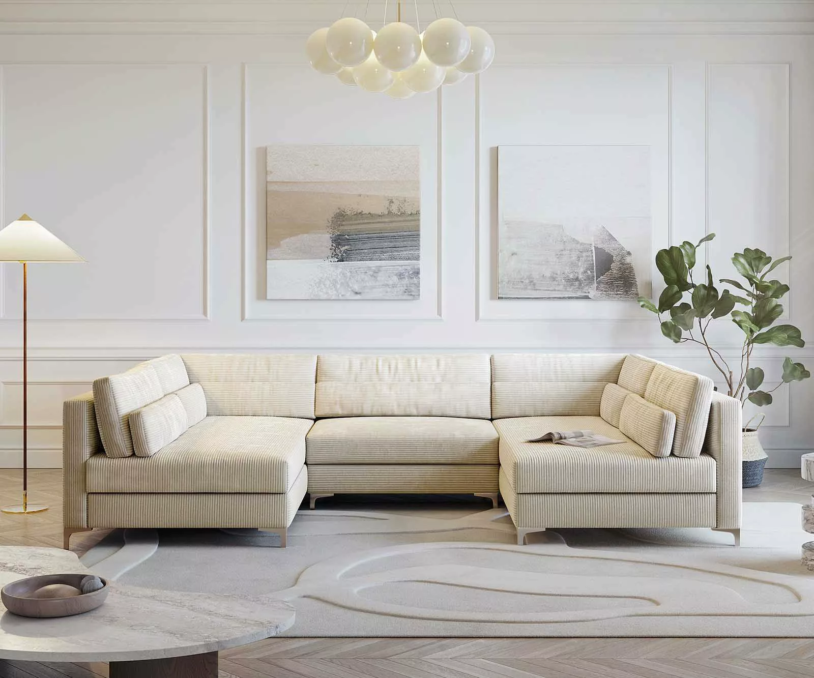 DELIFE Wohnlandschaft Elio, Cord Beige 300x185 günstig online kaufen
