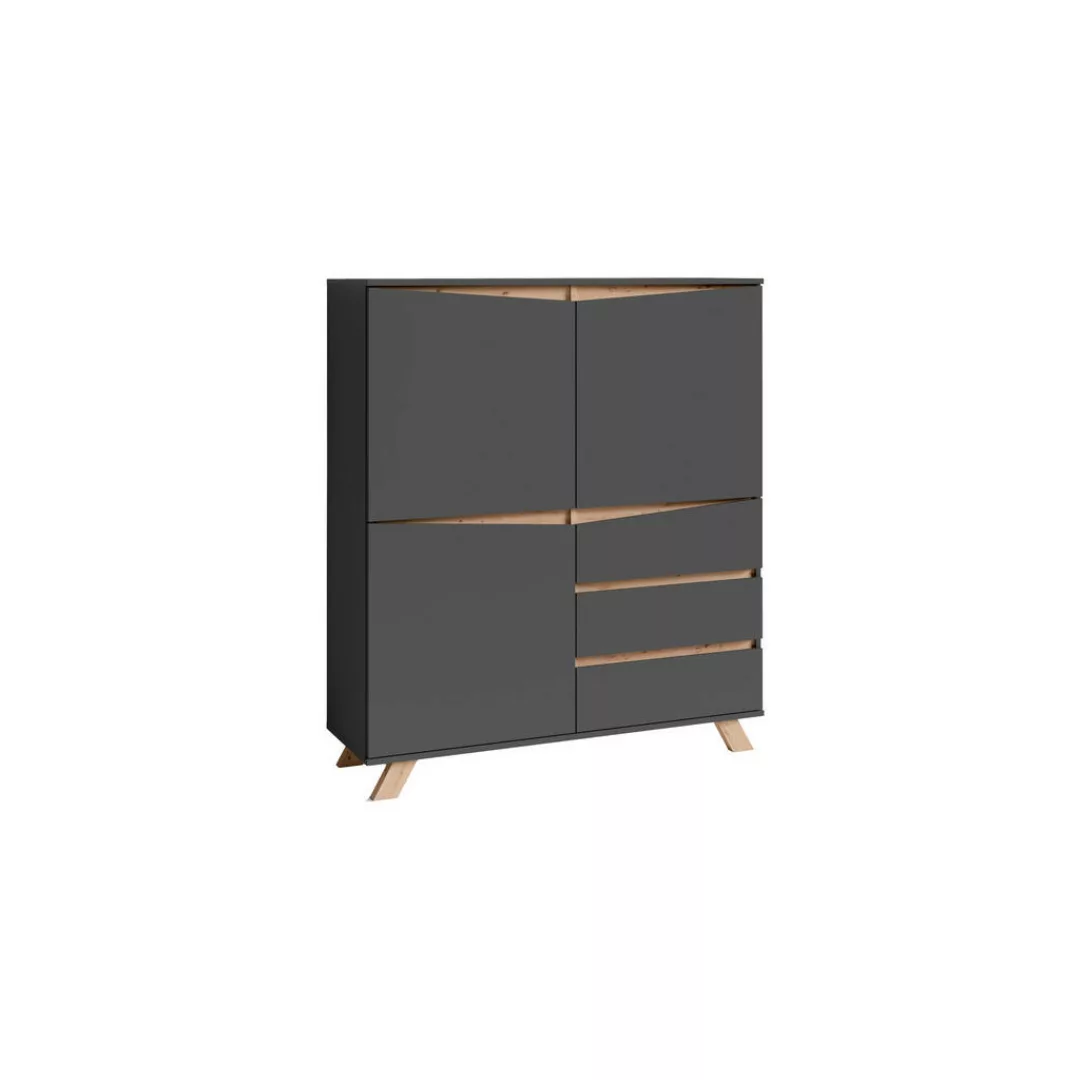 Highboard VALENTIN anthrazit Eiche Artisan Nachbildung B/H/T: ca. 120x137x3 günstig online kaufen