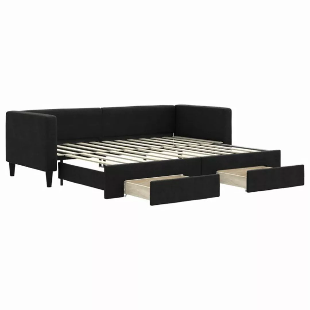 vidaXL Gästebett Gästebett Tagesbett Ausziehbar mit Schubladen Schwarz 80x2 günstig online kaufen