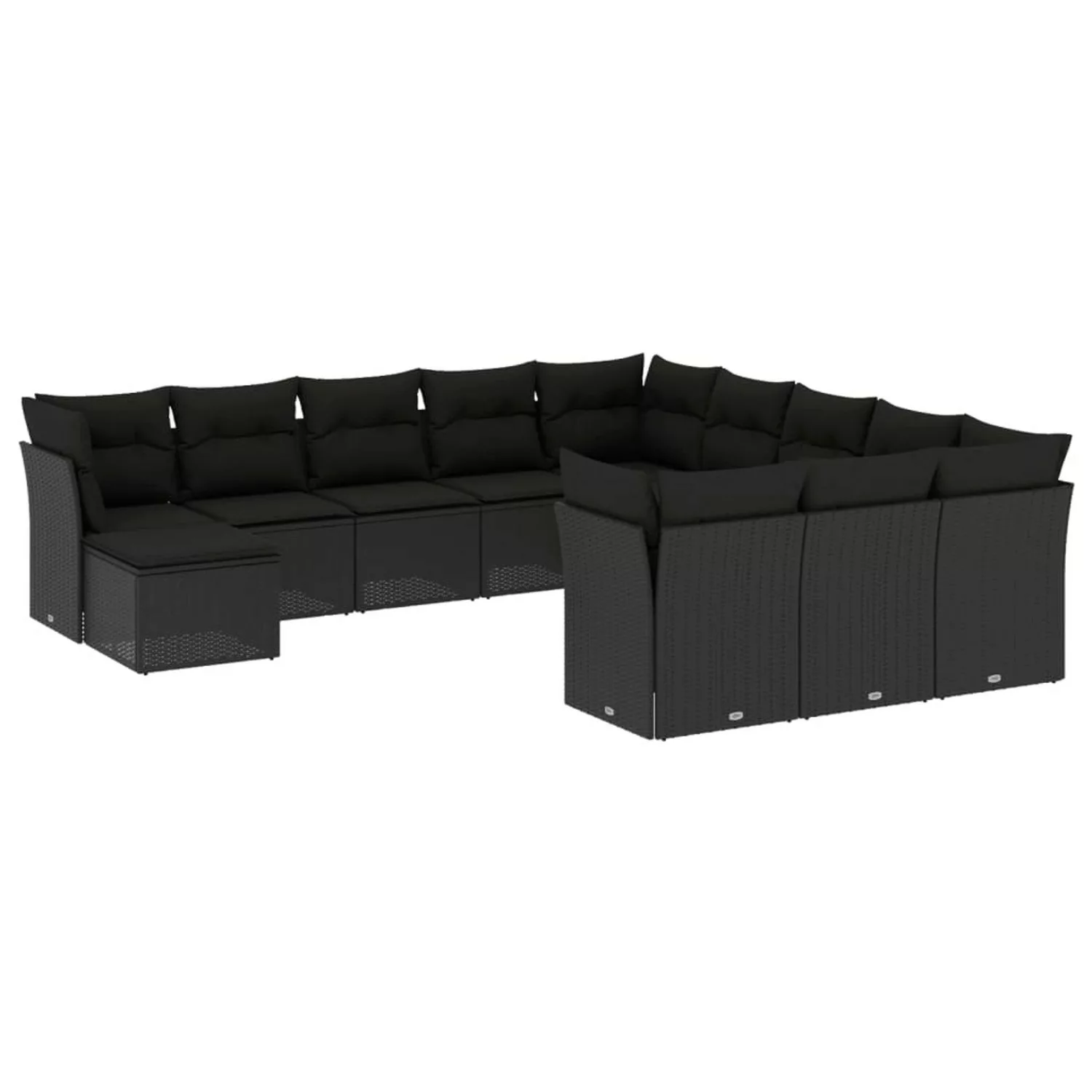 vidaXL 12-tlg Garten-Sofagarnitur mit Kissen Schwarz Poly Rattan Modell 19 günstig online kaufen