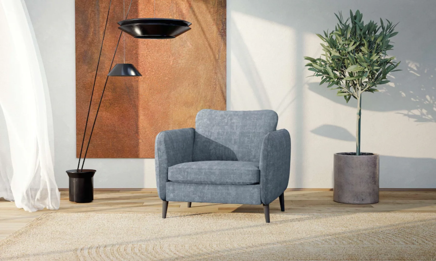INOSIGN Sessel "Ikano", Massivholz Konstruktion, Wellenunterfederung im Sit günstig online kaufen