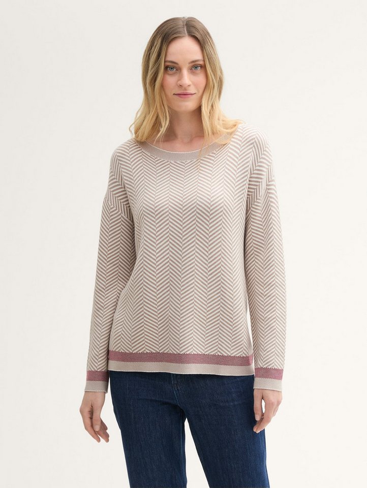 TOM TAILOR Strickpullover Fischgrät Pullover mit LENZING™ EcoVero™ günstig online kaufen