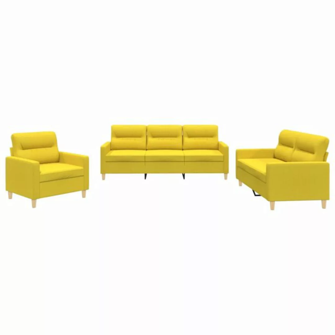 vidaXL Sofa Sofagarnitur Set mit Kissen Stoff, 3-tlg., Gelb günstig online kaufen