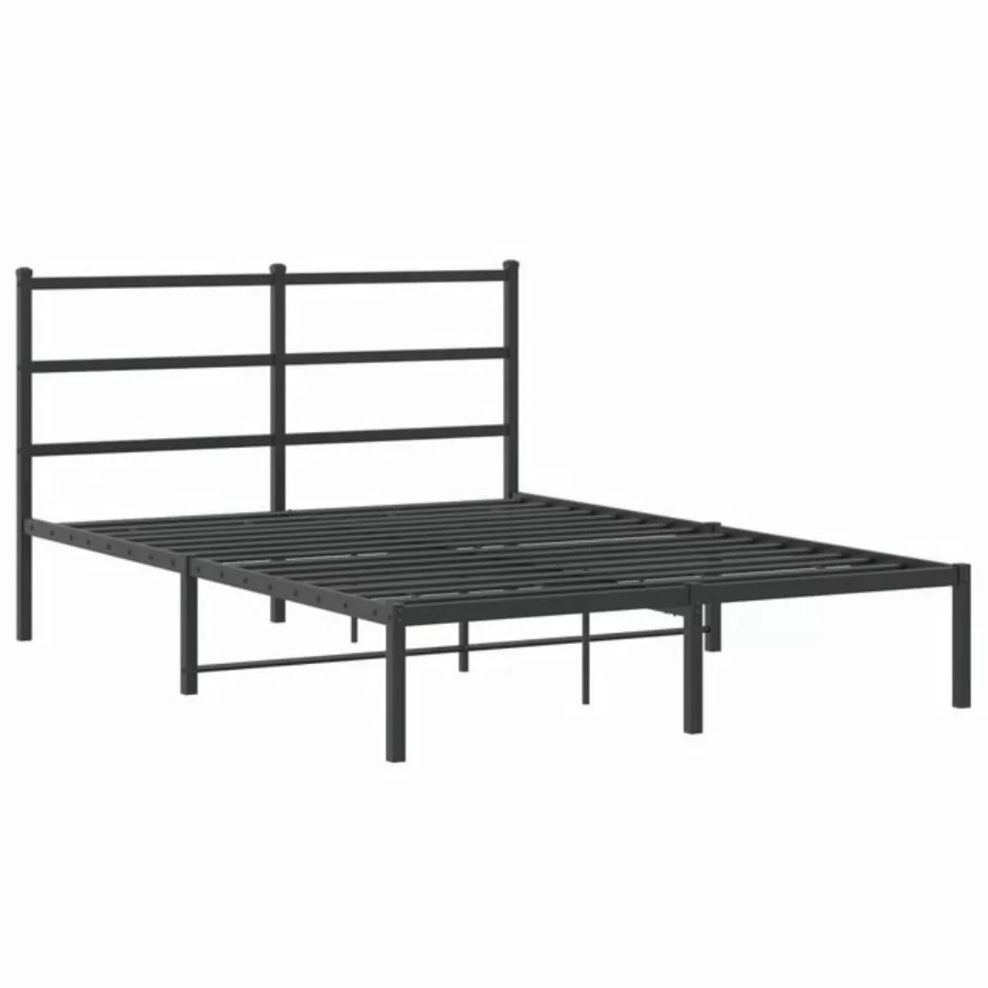 furnicato Bettgestell mit Kopfteil Metall Schwarz 140x190 cm (1-tlg) günstig online kaufen