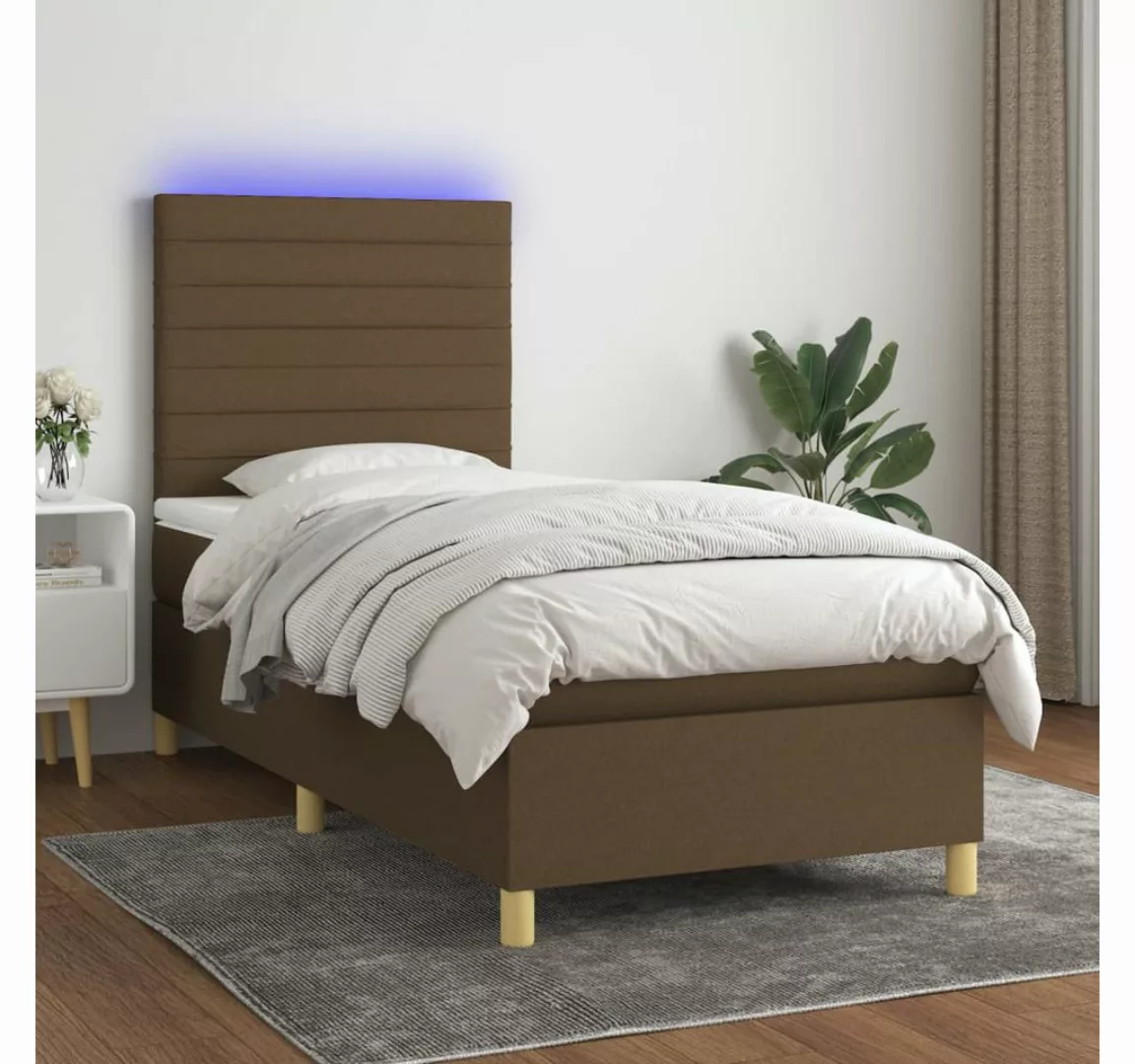 vidaXL Boxspringbett (80 x 200 cm, Streifen Horizontal, Braun), mit LED günstig online kaufen