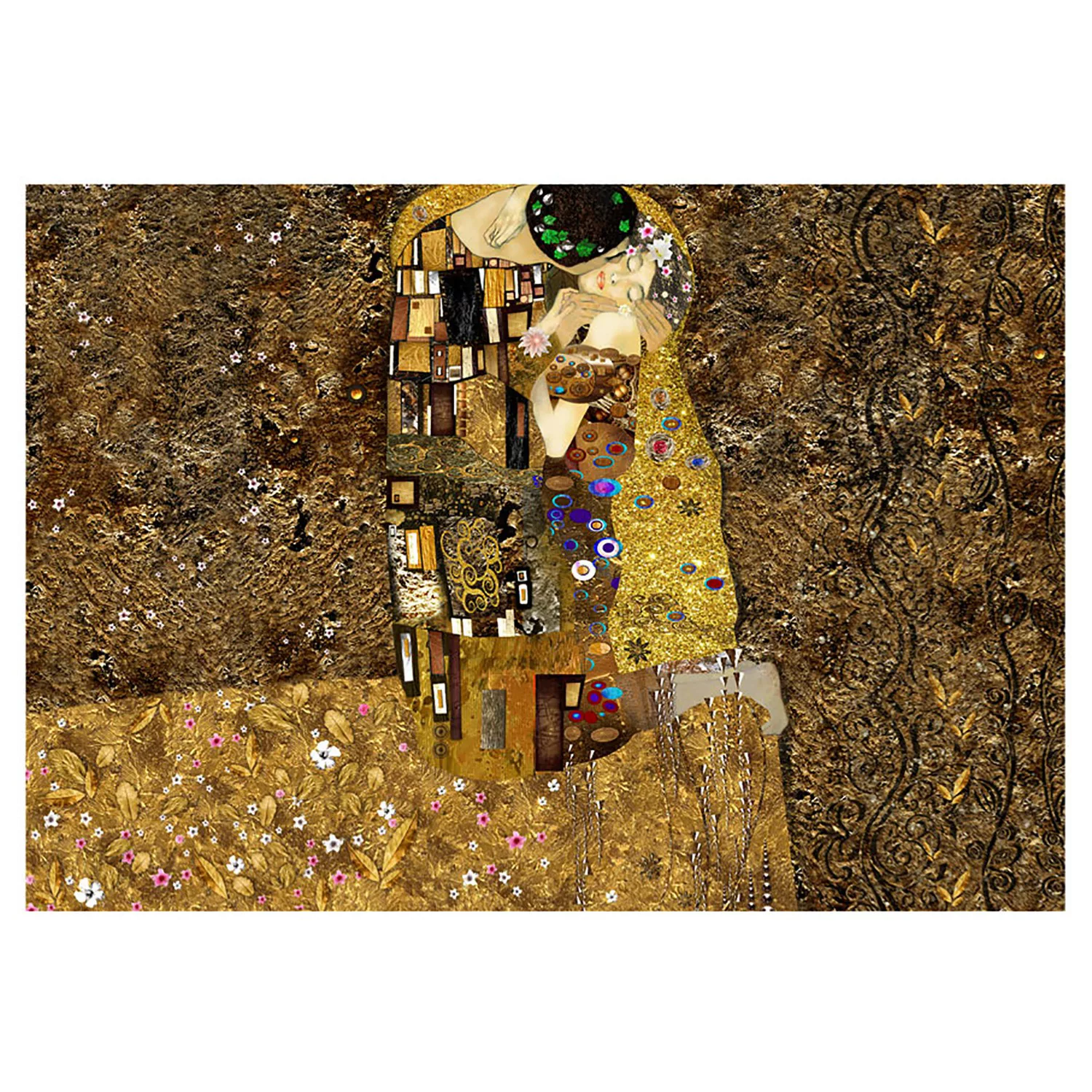 home24 Fototapete Klimt Inspiration Golden Kiss günstig online kaufen