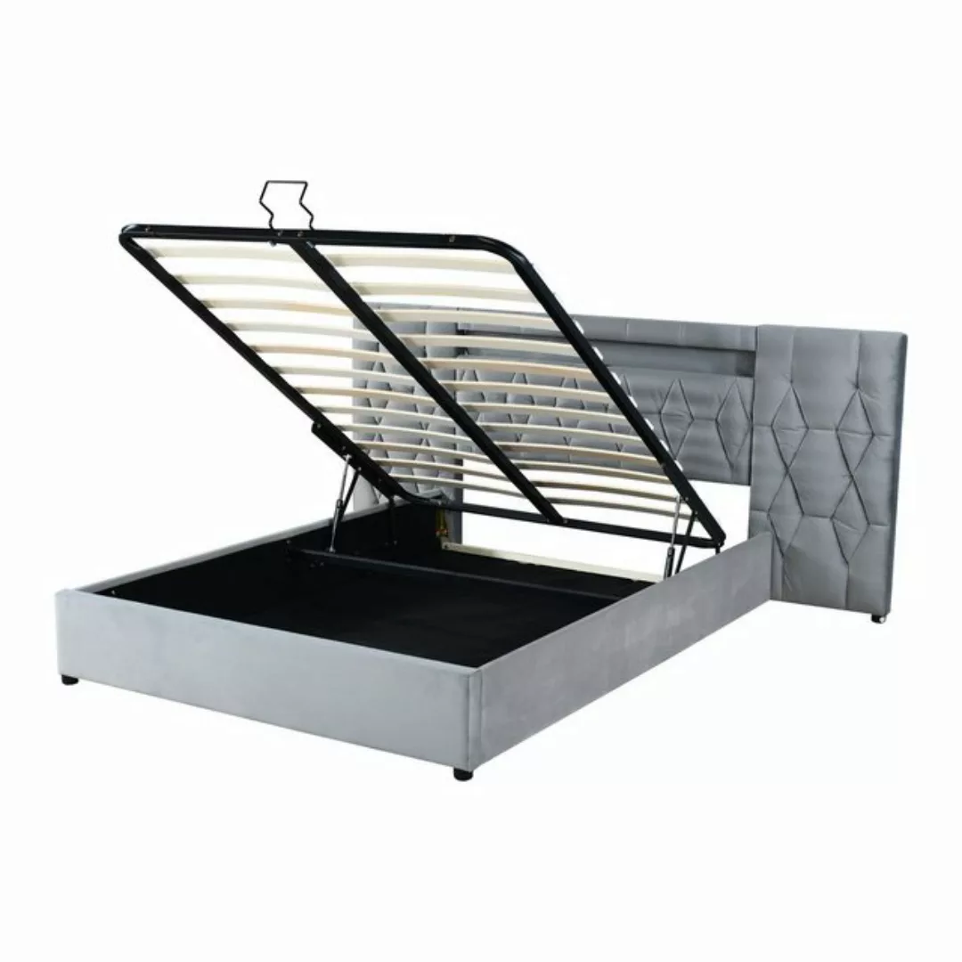 Flieks Polsterbett, LED hydraulisches Doppelbett 140x200cm große Rückenlehn günstig online kaufen