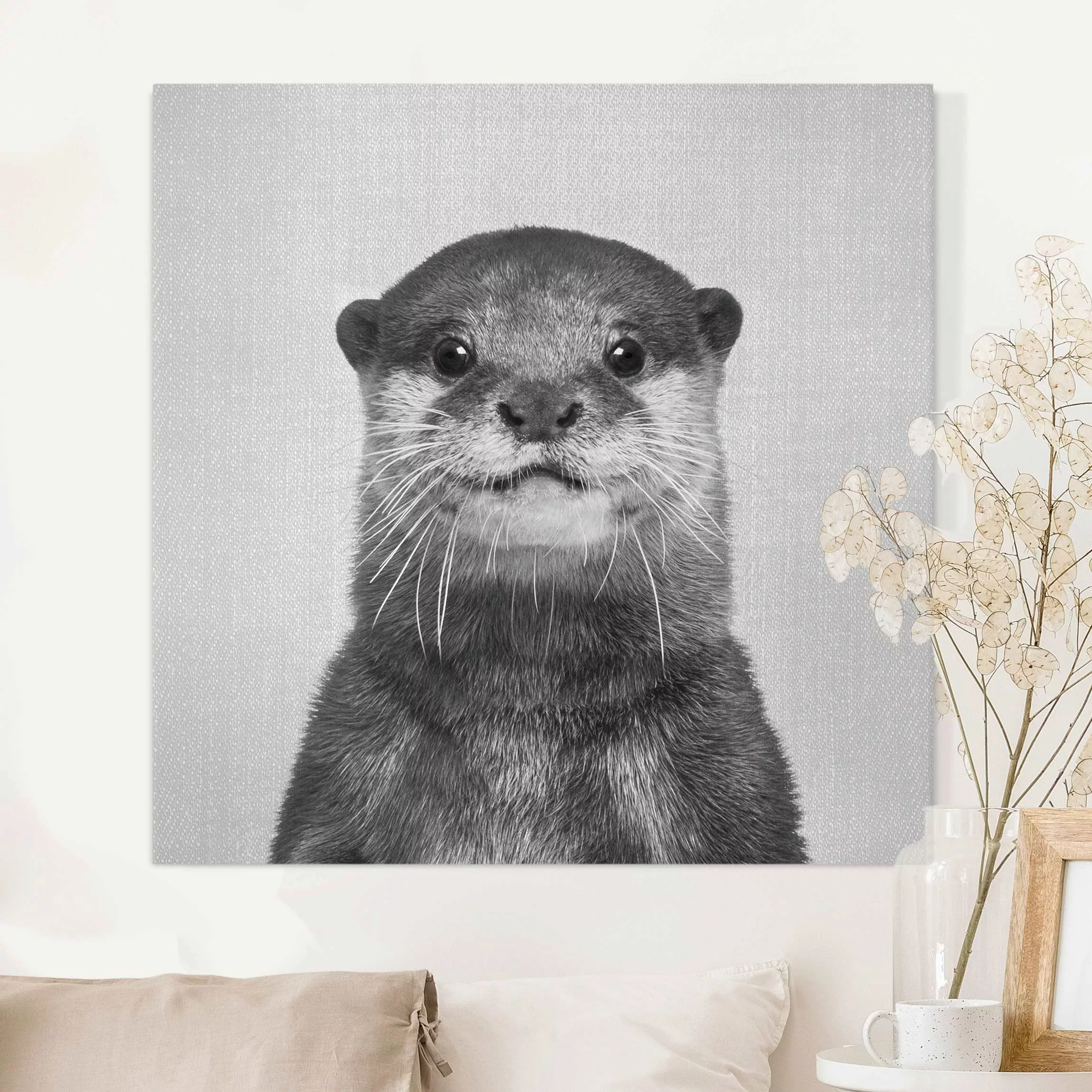 Leinwandbild Otter Oswald Schwarz Weiß günstig online kaufen