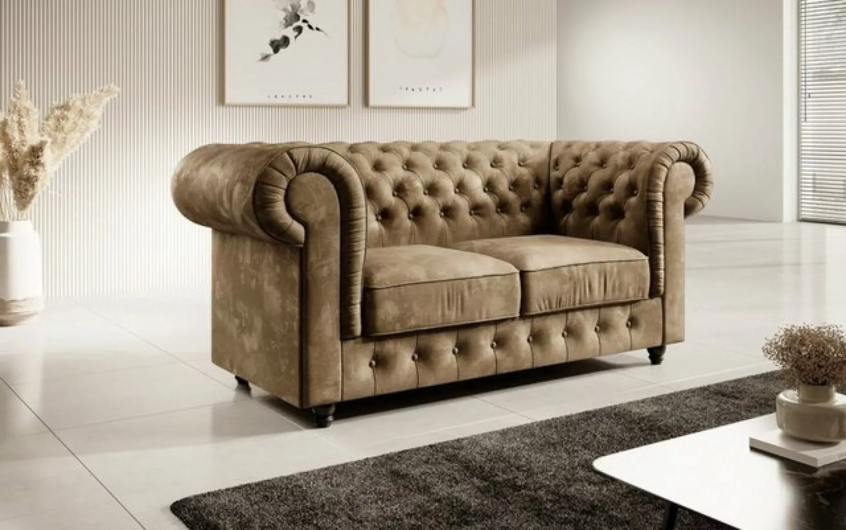 Luxusbetten24 Sofa Chesterfield Sofa Roya, mit Samtbezug günstig online kaufen