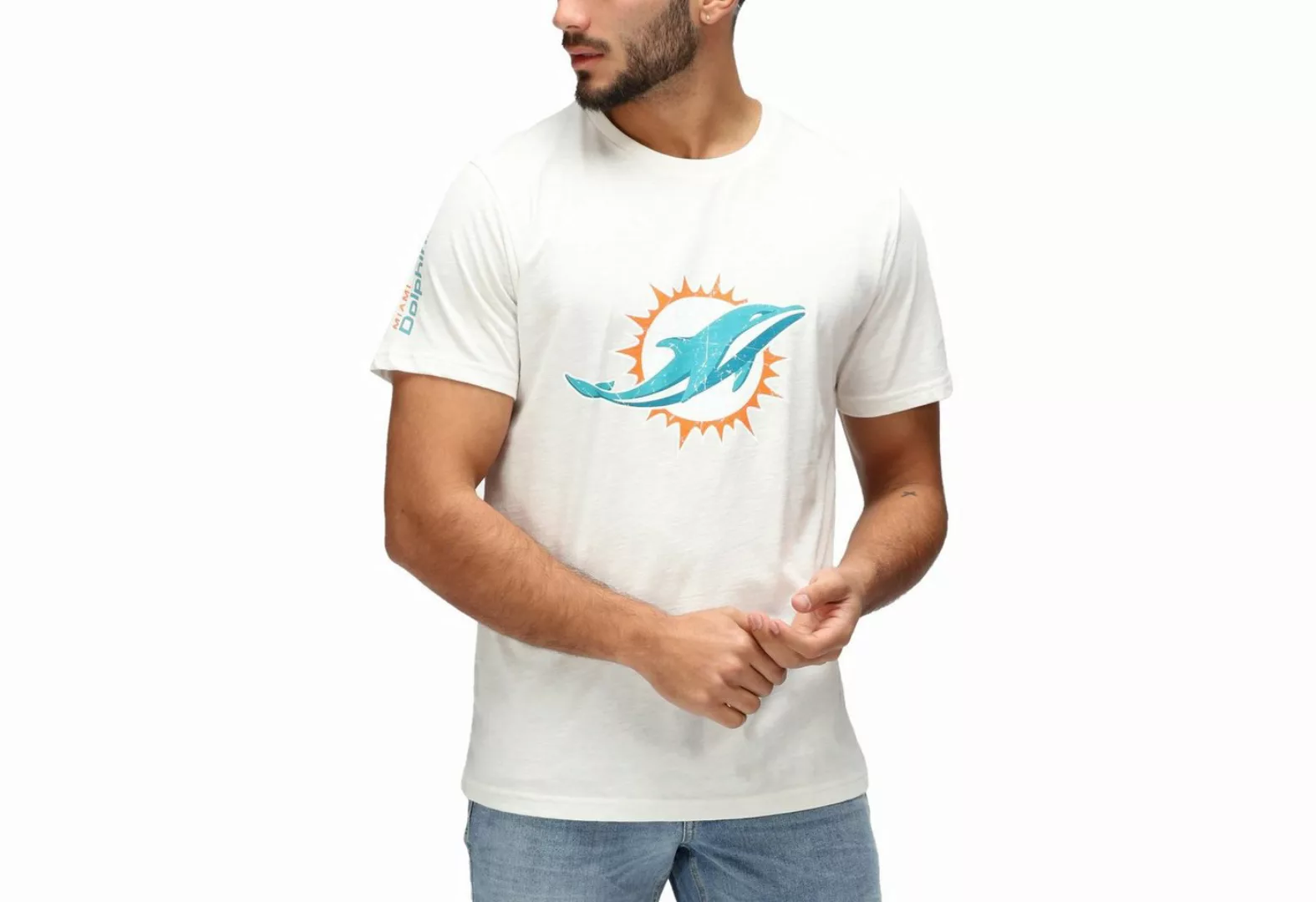 Recovered Print-Shirt Re:Covered NFL Miami Dolphins ecru günstig online kaufen