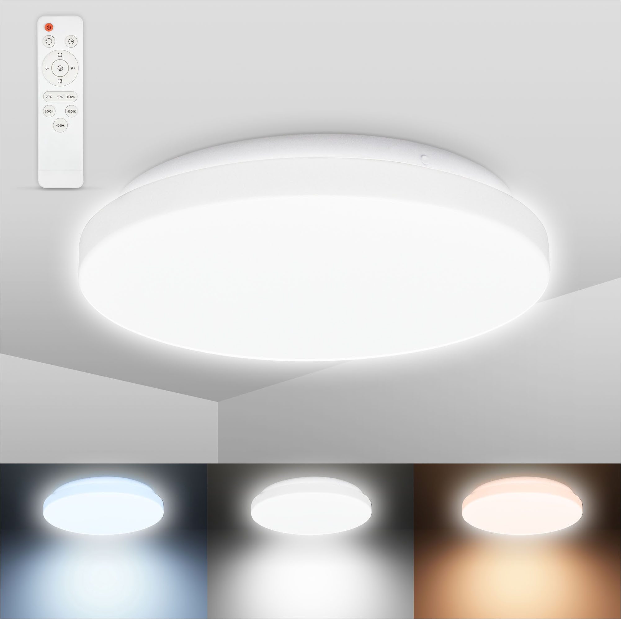 B.K.Licht Deckenleuchte Badezimmerlampe 12W CCT 1.200lm günstig online kaufen