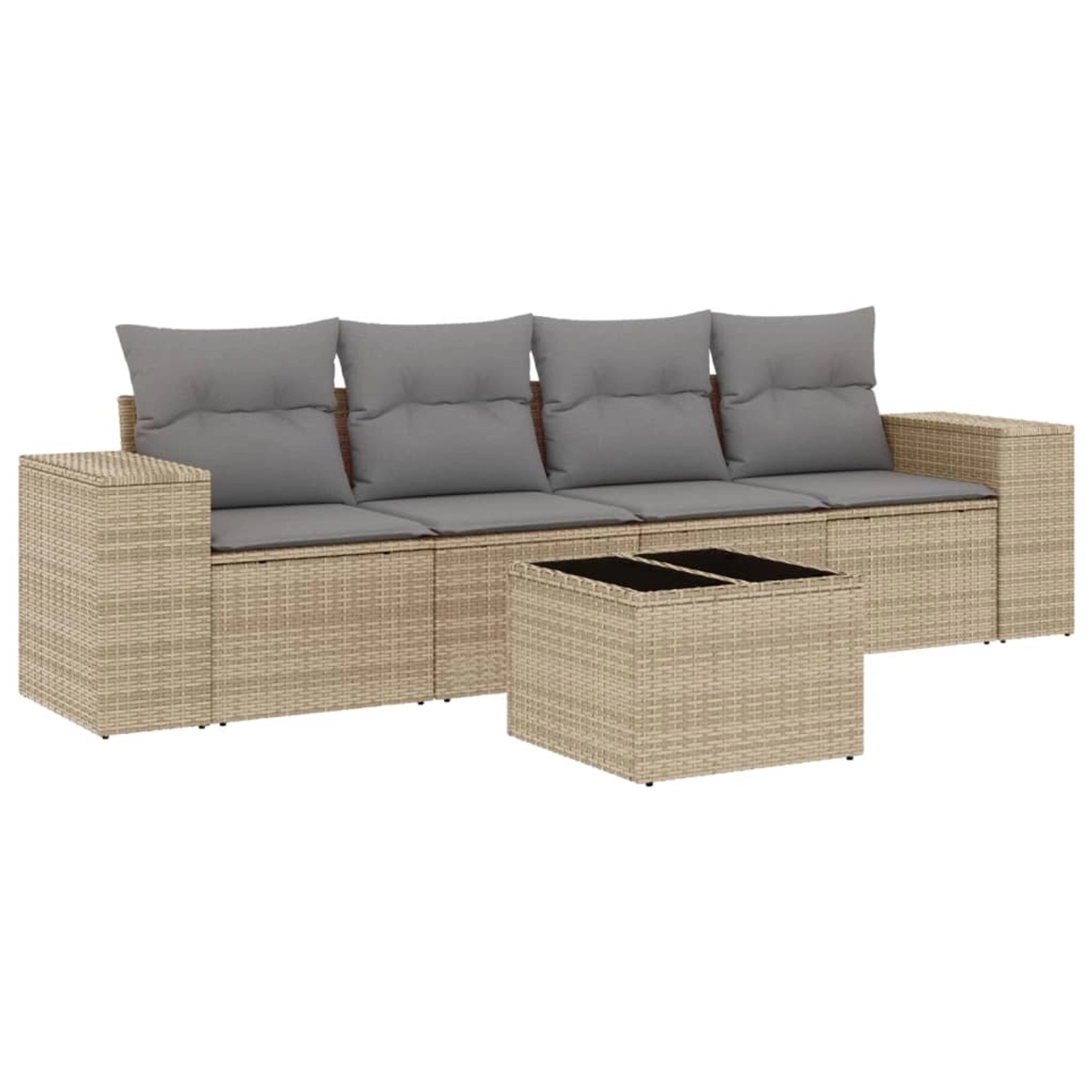 vidaXL 5-Tlg Garten-Sofagarnitur mit Kissen Beige Poly Rattan 3254626 günstig online kaufen