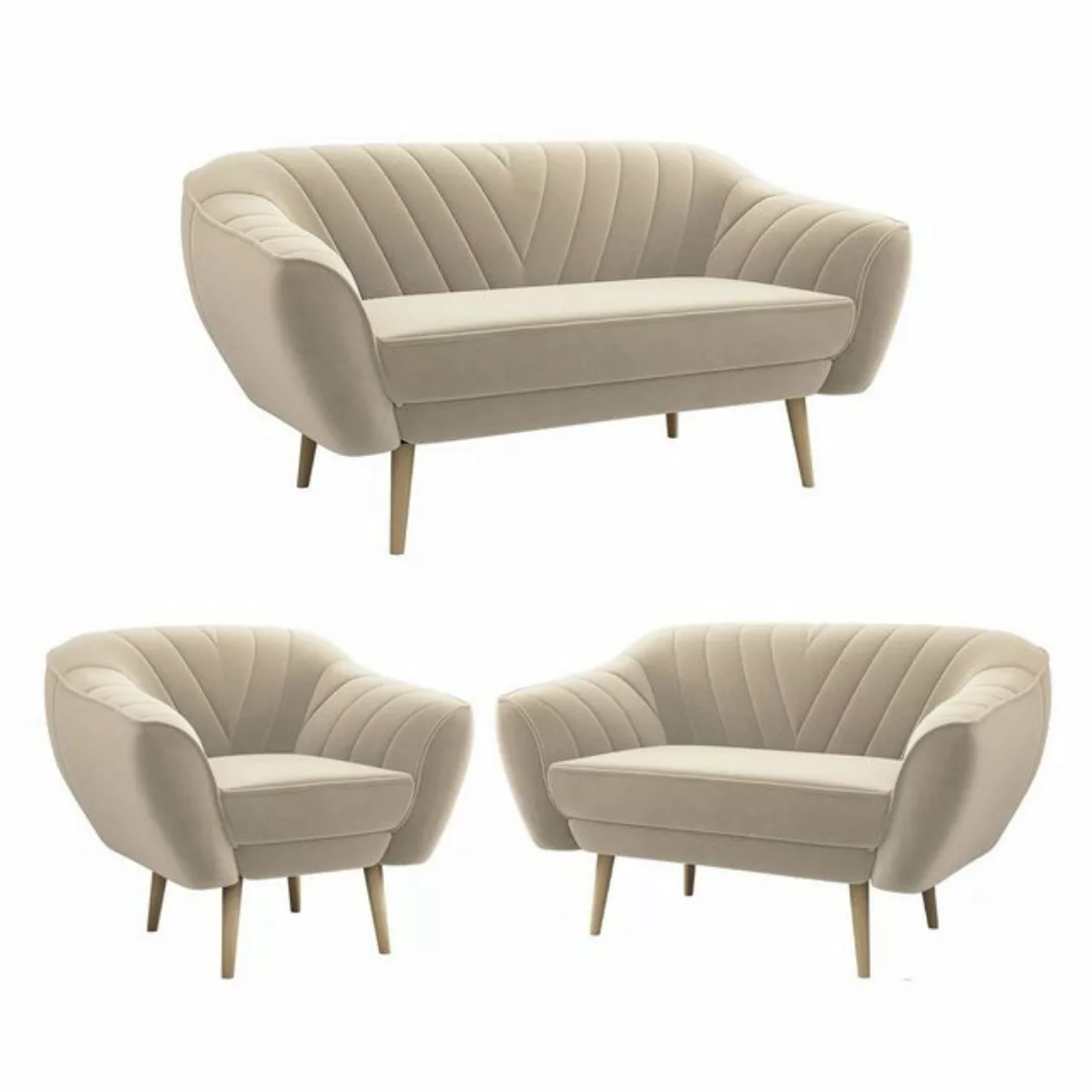 MKS MÖBEL Sofa VIKI 3 2 1, Skandinavische Deko, Moderne Sofa Set 3+2+1, Sec günstig online kaufen