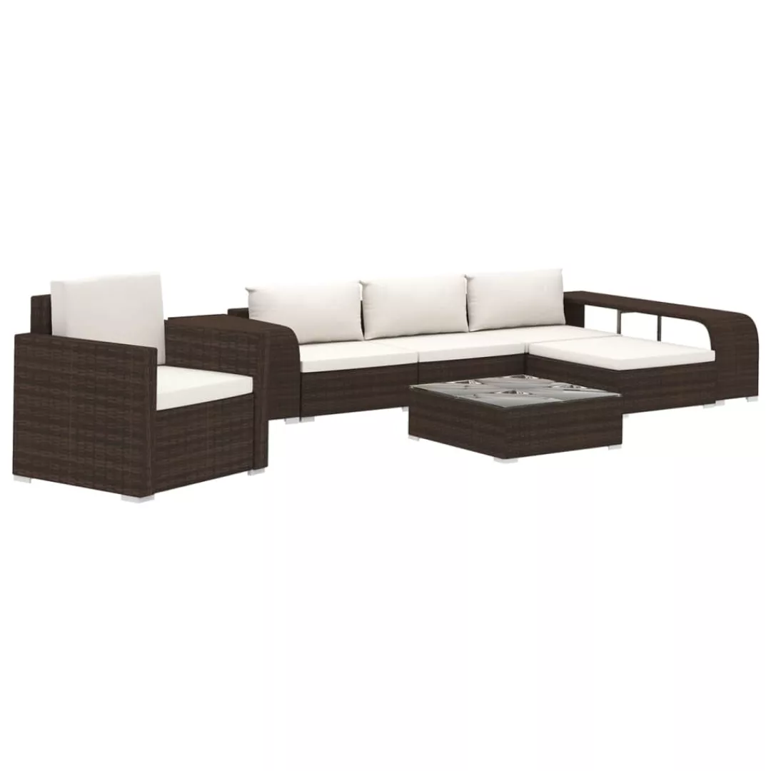 8-tlg. Garten-lounge-set Mit Auflagen Poly Rattan Braun günstig online kaufen