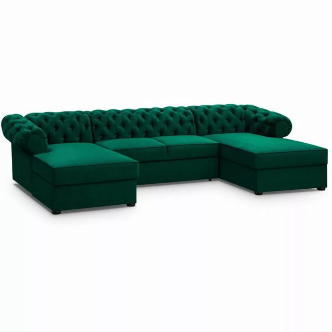 Beautysofa Ecksofa Chester, U-Form Ecksofa Schlaffunktion und Bettkasten, C günstig online kaufen