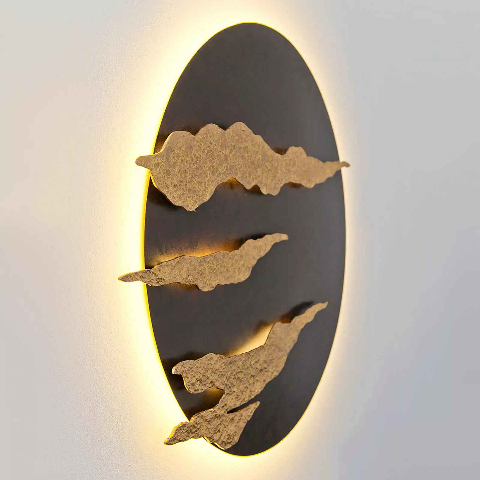 Firmamento - schwarz-goldene LED-Wandlampe günstig online kaufen