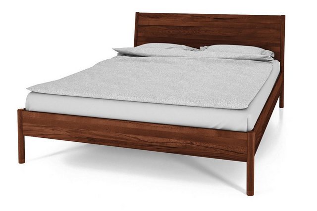 Natur24 Bett Zola Bett Kernbuche massiv choco 180x200 mit Holzkopfteil günstig online kaufen