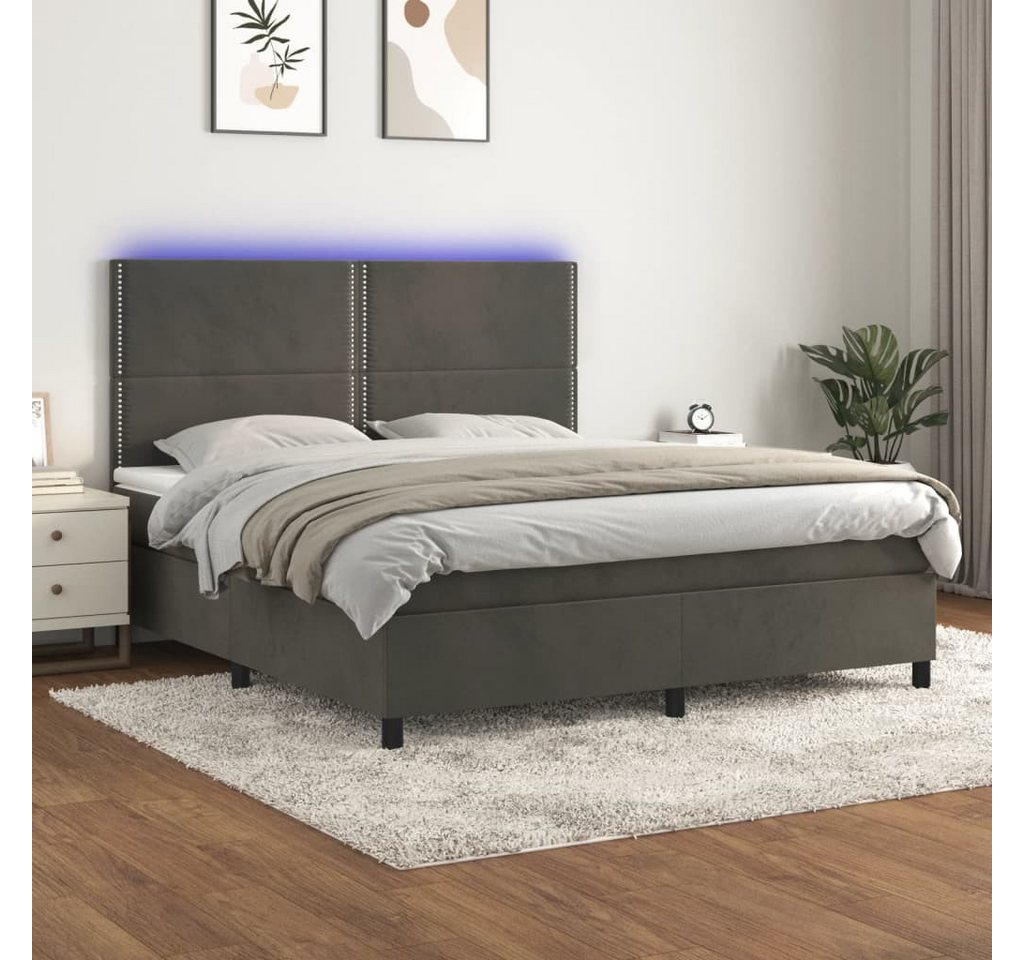 vidaXL Boxspringbett Boxspringbett mit Matratze & LED Samt (160 x 200 cm, D günstig online kaufen