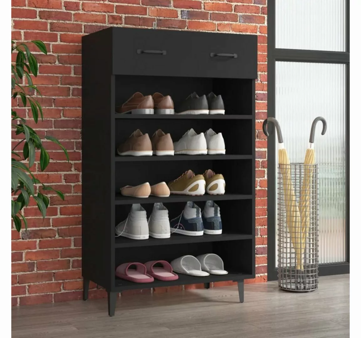 furnicato Schuhschrank Schwarz 60x35x105 cm Holzwerkstoff günstig online kaufen