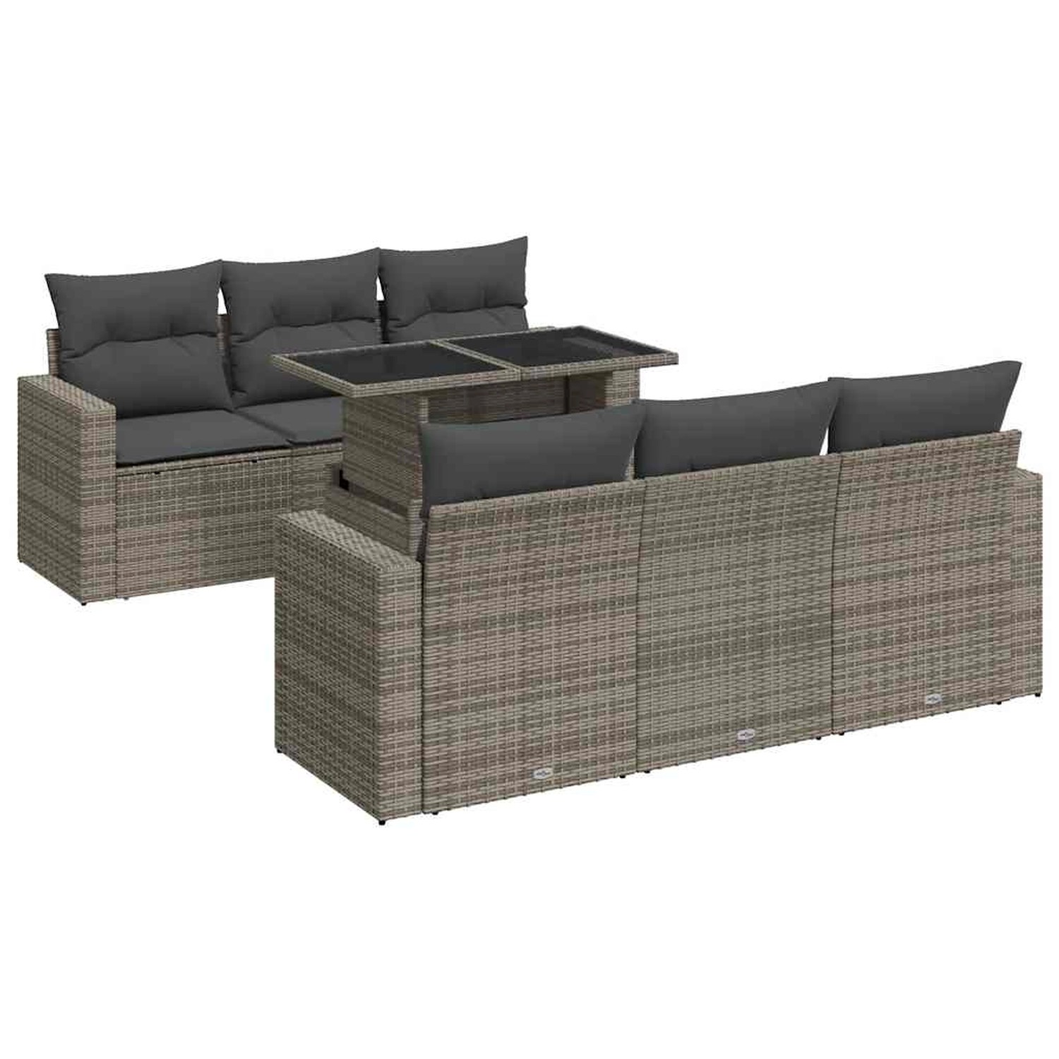 vidaXL 7-Tlg Garten-Sofagarnitur mit Kissen Grau Poly Rattan 3326261 günstig online kaufen