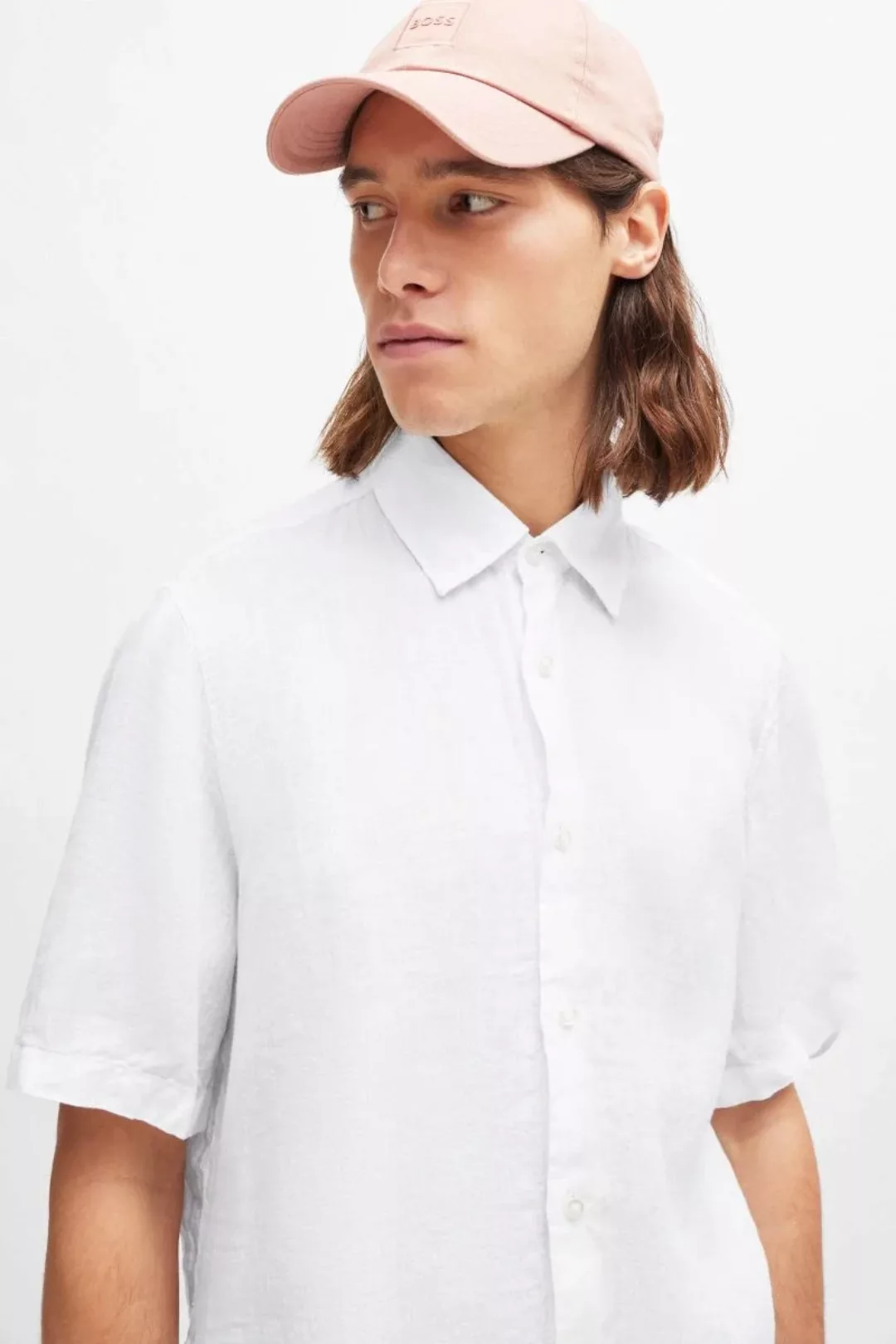 BOSS Rash Short Sleeve Hemd Leinen Weiß - Größe M günstig online kaufen