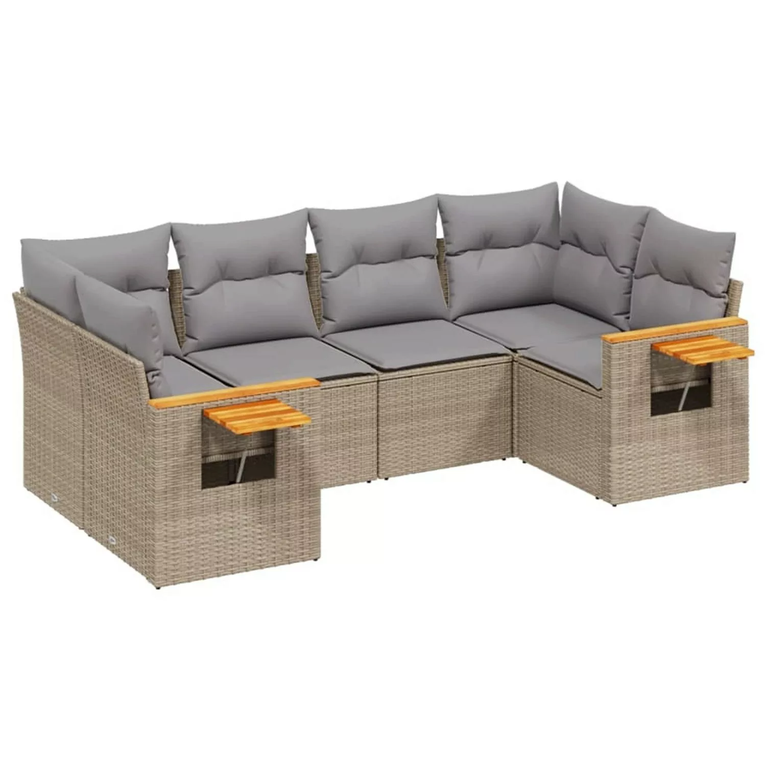 vidaXL 6-tlg Garten-Sofagarnitur mit Kissen Beige Poly Rattan Modell 206 günstig online kaufen