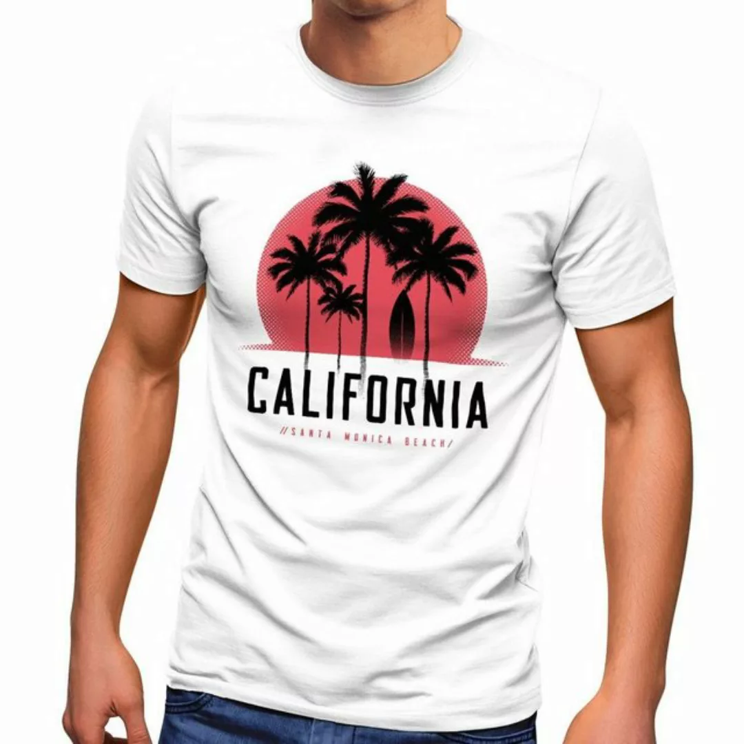 Neverless Print-Shirt Herren T-Shirt California Palmen Santa Monica Beach S günstig online kaufen