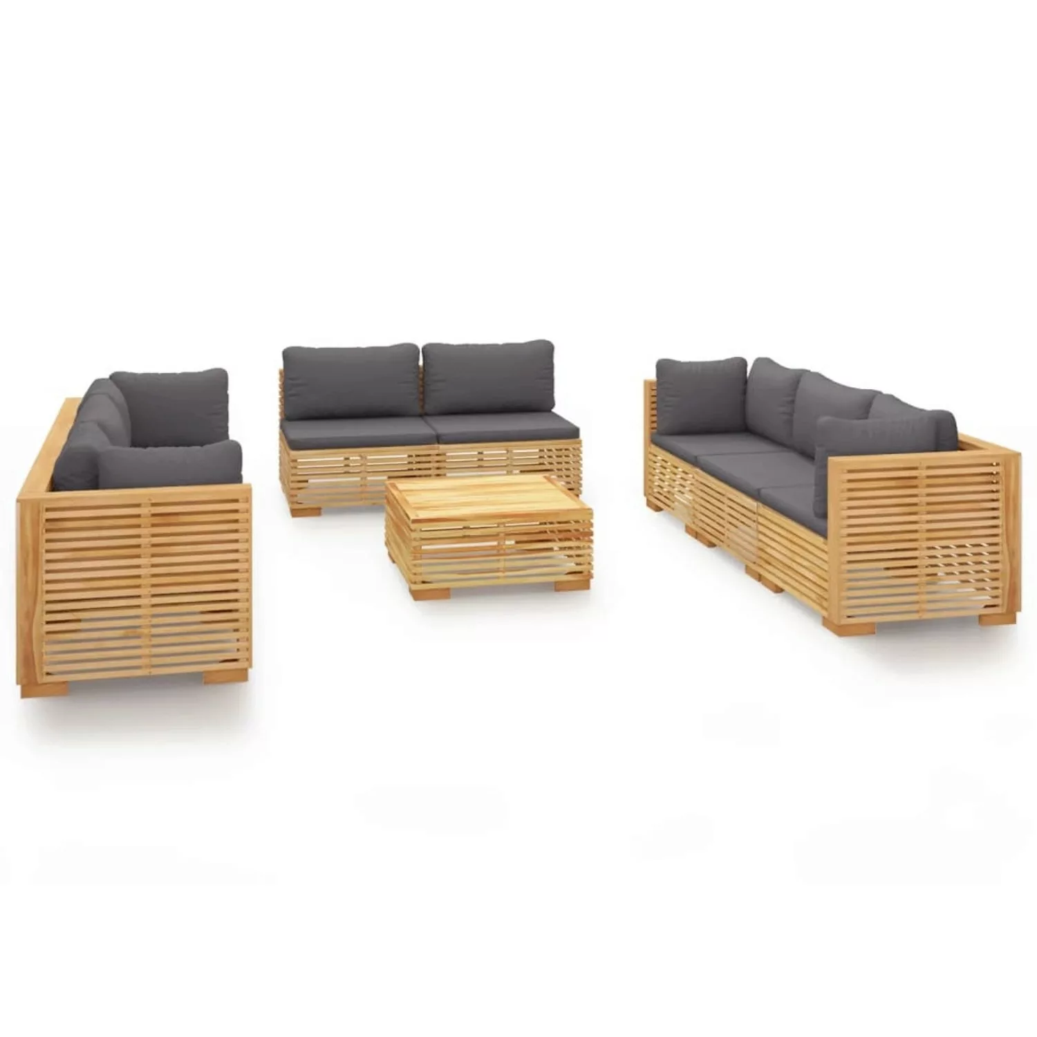 Vidaxl 9-tlg. Garten-lounge-set Mit Kissen Massivholz Teak günstig online kaufen