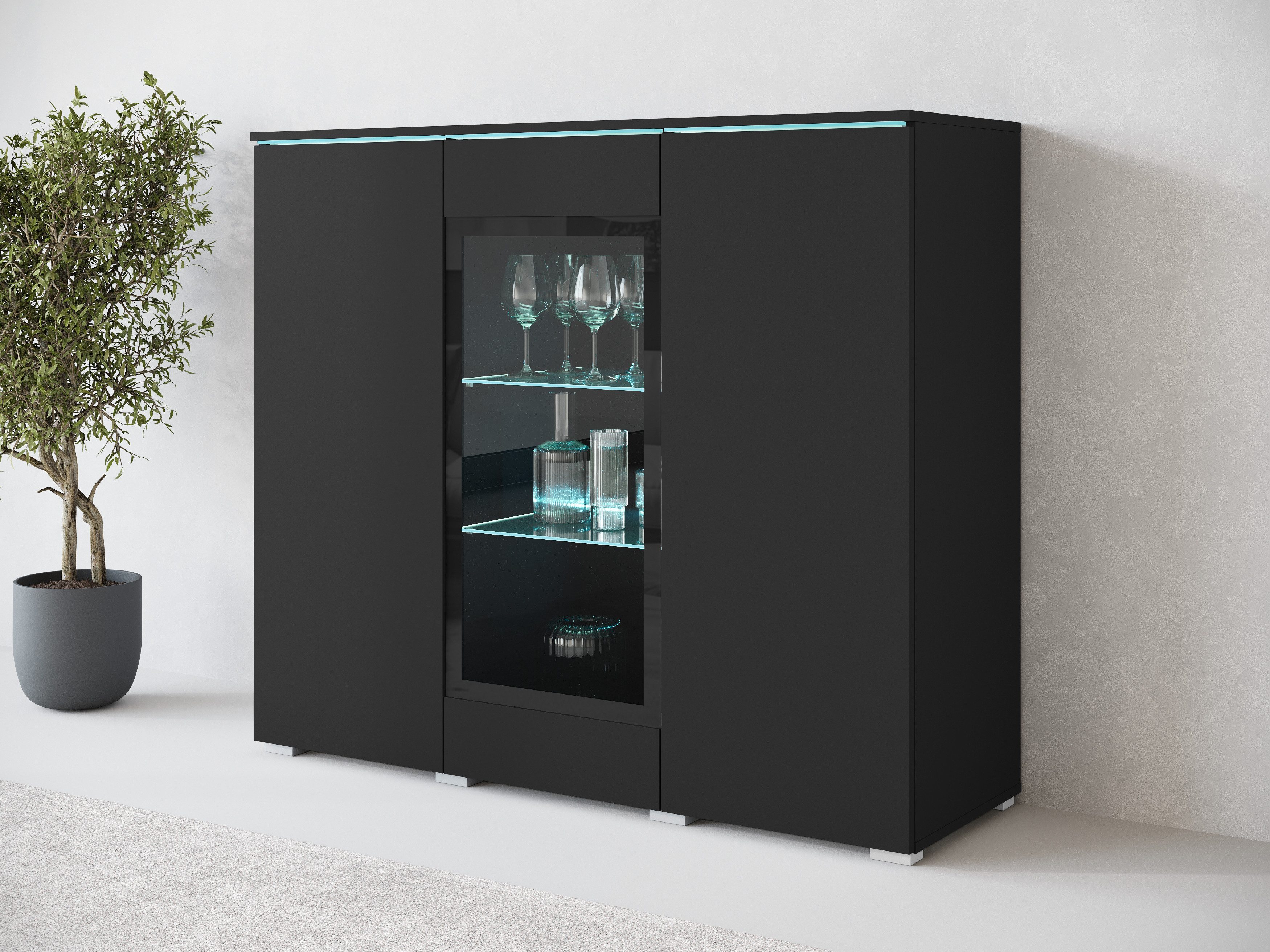 INOSIGN Highboard "Vera", Highboard mit 4 Türen, 9 Fächern, verglasten Türe günstig online kaufen