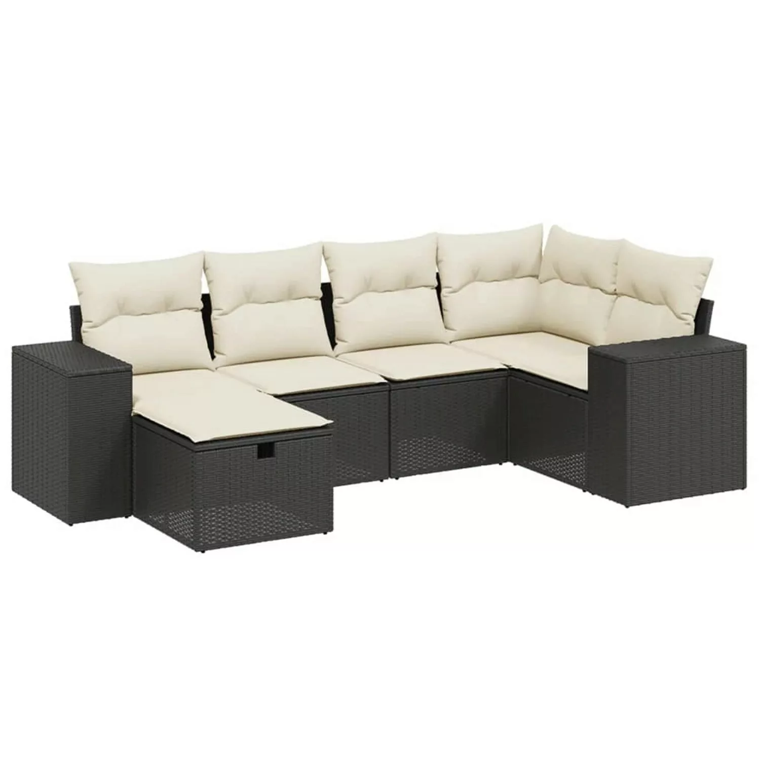 vidaXL 6-tlg Garten-Sofagarnitur mit Kissen Schwarz Poly Rattan Modell 162 günstig online kaufen