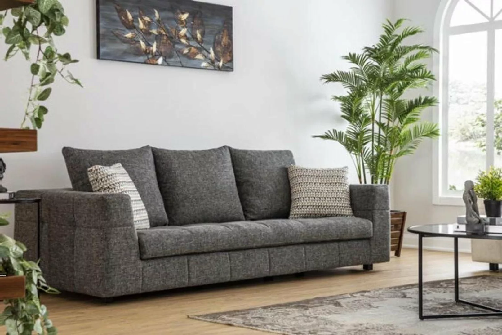 Xlmoebel Sofa Hochwertiges Viersitzer-Sofa aus Stoff im modernen grauen Des günstig online kaufen